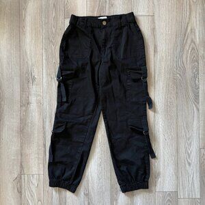 Telepatia Y2K Black Utility Cargo Jogger Pants Womens Size 7 Techwear Streetwear